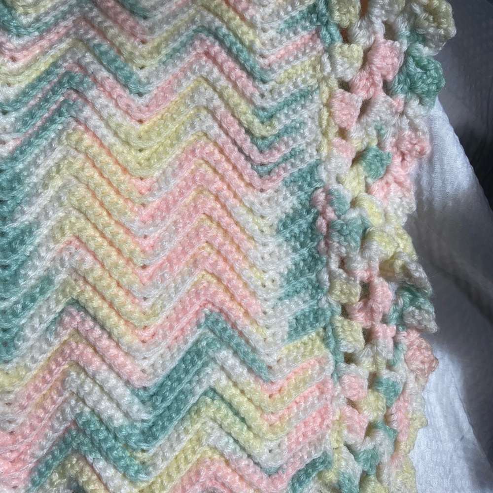 Handmade crocheted throw blanket tropical color baby gift
